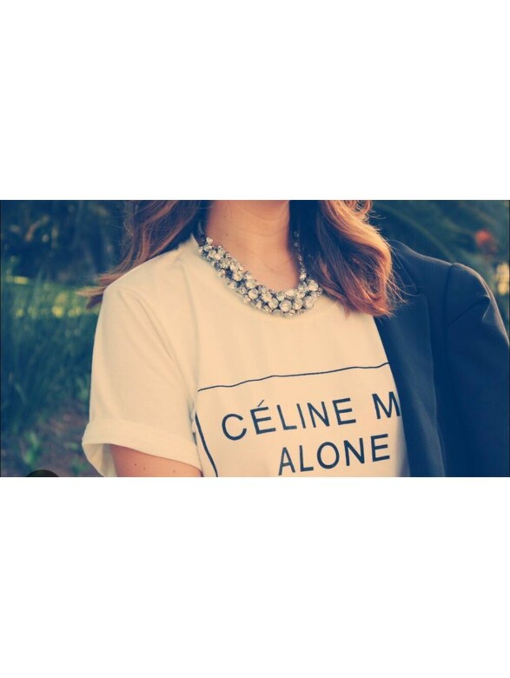 "Celine Me Alone" White Cotton T-Shirt – Women's Graphic Tee Size Medium